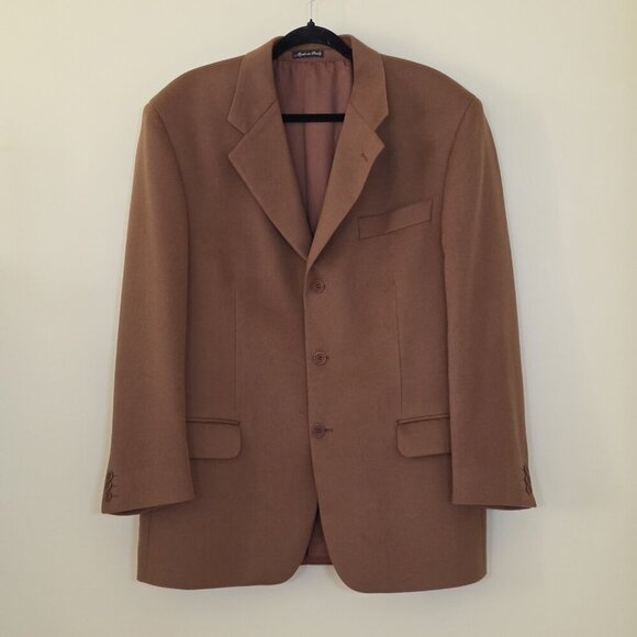 Dalcos Lanificio Fratelli Bacci Jacket Men IT 54 US 44 Brown Wool Cashmere 3B LS - Picture 1 of 16